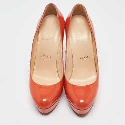 Christian Louboutin Orange Patent New Simple Platform Pumps 37