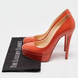 Christian Louboutin Orange Patent New Simple Platform Pumps 37