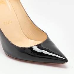 Pre Owned Christian Louboutin Black/Beige Patent Leather Pigalle Pumps Size 37.5