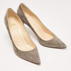 Pre Owned Christian Louboutin Grey Suede Kate Pumps Size 40