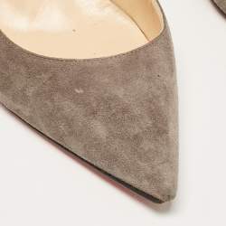 Pre Owned Christian Louboutin Grey Suede Kate Pumps Size 40