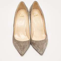 Pre Owned Christian Louboutin Grey Suede Kate Pumps Size 40