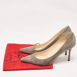 Pre Owned Christian Louboutin Grey Suede Kate Pumps Size 40