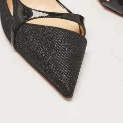 Pre Owned Christian Louboutin Black Lurex Fabric and Patent Leather Edith D'orsay Pumps Size 38
