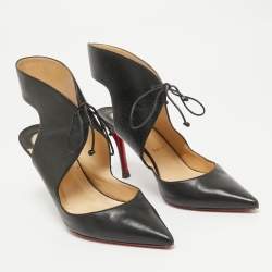 Christian Louboutin Black Leather Ferme Cut Out Pumps Size 40.5