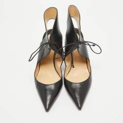 Christian Louboutin Black Leather Ferme Cut Out Pumps Size 40.5