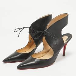 Christian Louboutin Black Leather Ferme Cut Out Pumps Size 40.5