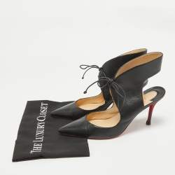 Christian Louboutin Black Leather Ferme Cut Out Pumps Size 40.5