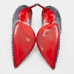 Pre Owned Christian Louboutin Metallic Blue Python Kate Pumps Size 39.5