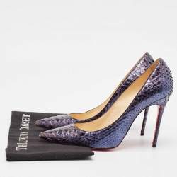 Pre Owned Christian Louboutin Metallic Blue Python Kate Pumps Size 39.5