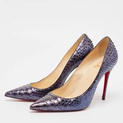 Pre Owned Christian Louboutin Metallic Blue Python Kate Pumps Size 39.5
