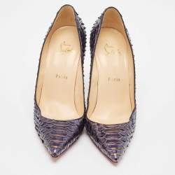 Pre Owned Christian Louboutin Metallic Blue Python Kate Pumps Size 39.5
