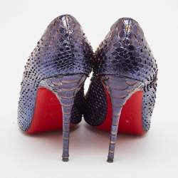 Pre Owned Christian Louboutin Metallic Blue Python Kate Pumps Size 39.5