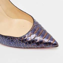 Pre Owned Christian Louboutin Metallic Blue Python Kate Pumps Size 39.5