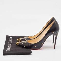 Christian Louboutin Black Leather Degraspike Pumps Size 39