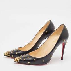 Christian Louboutin Black Leather Degraspike Pumps Size 39