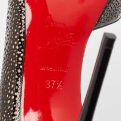 مملوكة مسبقًا Christian Louboutin Black/Beige Laser Cut Patent Leather Iriza Pumps Size 37.5
