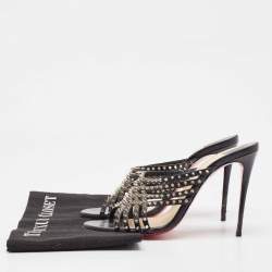Christian Louboutin Black Leather Martha Spike Sandals Size 38