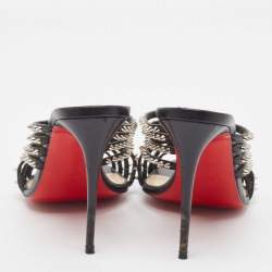 Christian Louboutin Black Leather Martha Spike Sandals Size 38