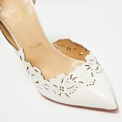 Pre Owned Christian Louboutin White Patent Leather D'orsay Pumps Size 40