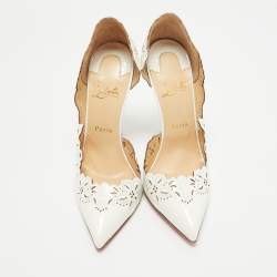 Pre Owned Christian Louboutin White Patent Leather D'orsay Pumps Size 40