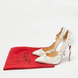 Pre Owned Christian Louboutin White Patent Leather D'orsay Pumps Size 40