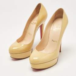 Christian Louboutin Beige Patent Leather Bianca Platform Pumps Size 35