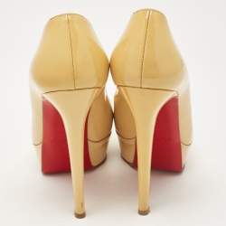 Christian Louboutin Beige Patent Leather Bianca Platform Pumps Size 35