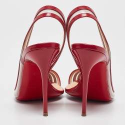 Christian Louboutin Red/Transparent  Patent Leather and PVC Paralili D'orsay Pumps Size 37.5