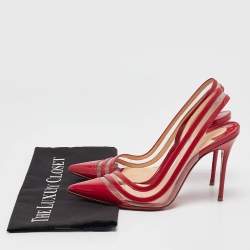 Christian Louboutin Red/Transparent  Patent Leather and PVC Paralili D'orsay Pumps Size 37.5