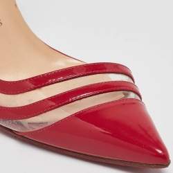 Christian Louboutin Red/Transparent  Patent Leather and PVC Paralili D'orsay Pumps Size 37.5
