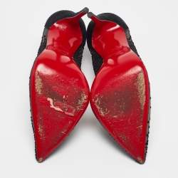 Pre Owned Christian Louboutin Black Mesh and Suede Follies Pumps Size 38