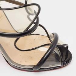 Christian Louboutin Black Patent and PVC Aqua Ronda Sandals Size 37