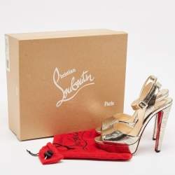 Pre Owned Christian Louboutin Gold Textured Leather Louloudancing Sandals Size 40