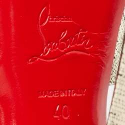 Pre Owned Christian Louboutin Gold Textured Leather Louloudancing Sandals Size 40