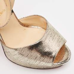 Pre Owned Christian Louboutin Gold Textured Leather Louloudancing Sandals Size 40