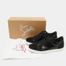 Christian Louboutin Black Embossed Patent Leather and Suede Vieira 2 Sneakers Size 40.5