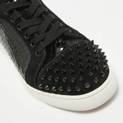 Christian Louboutin Black Embossed Patent Leather and Suede Vieira 2 Sneakers Size 40.5