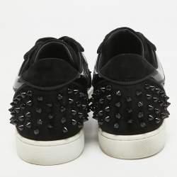 Christian Louboutin Black Embossed Patent Leather and Suede Vieira 2 Sneakers Size 40.5