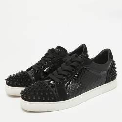 Christian Louboutin Black Embossed Patent Leather and Suede Vieira 2 Sneakers Size 40.5
