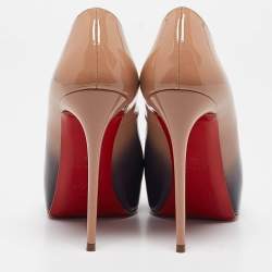 مملوكة مسبقًا Christian Louboutin Beige Patent Leather Very Prive Peep Toe Pumps Size 34
