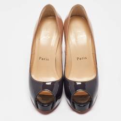 مملوكة مسبقًا Christian Louboutin Beige Patent Leather Very Prive Peep Toe Pumps Size 34
