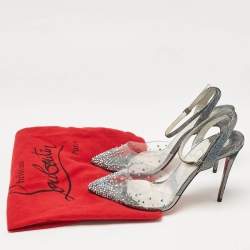 Pre Owned Christian Louboutin Multicolor Lurex Fabric and PVC Spikaqueen Pumps Size 36.5