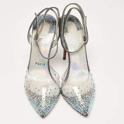 Pre Owned Christian Louboutin Multicolor Lurex Fabric and PVC Spikaqueen Pumps Size 36.5