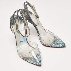 Pre Owned Christian Louboutin Multicolor Lurex Fabric and PVC Spikaqueen Pumps Size 36.5