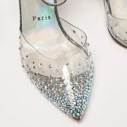 Pre Owned Christian Louboutin Multicolor Lurex Fabric and PVC Spikaqueen Pumps Size 36.5