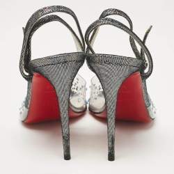 Pre Owned Christian Louboutin Multicolor Lurex Fabric and PVC Spikaqueen Pumps Size 36.5