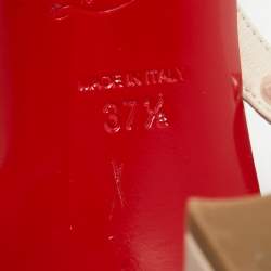 Pre Owned Christian Louboutin Beige Leather Rosa Spike Ankle Strap Sandals 37.5