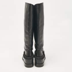 Christian Louboutin Black Leather Egoutina Knee Length Boots Size 40