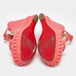 Christian Louboutin Coral Leather Pyraclou Wedge Sandals Size 36